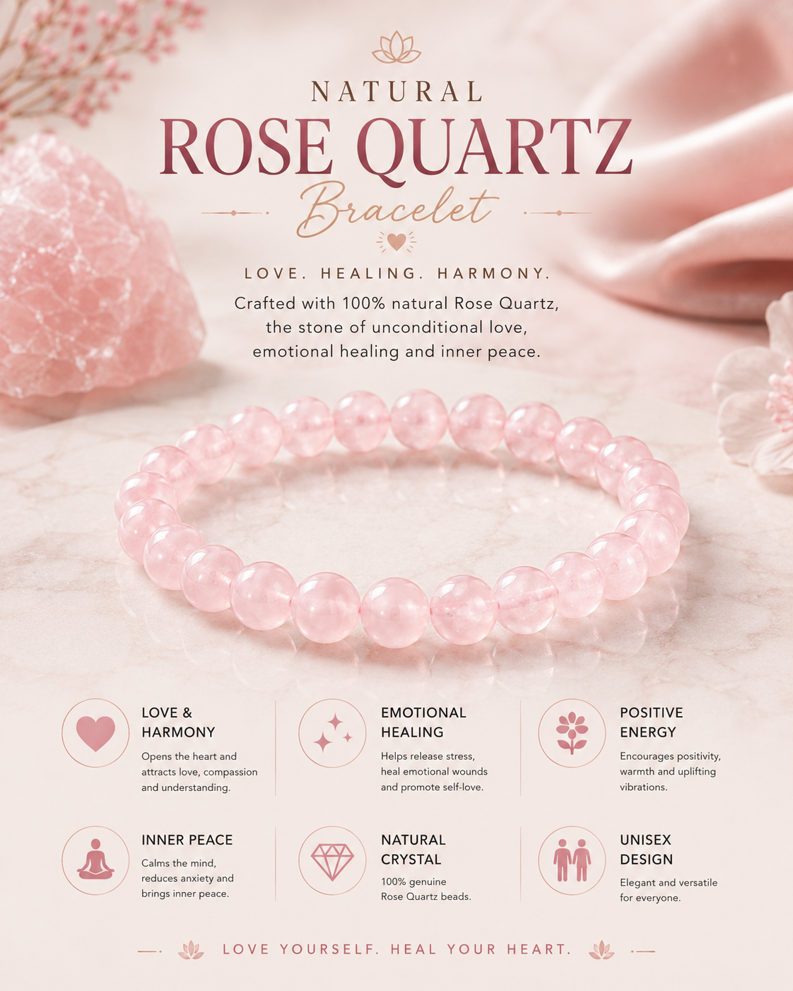 Rose Quartz Crystal Bracelet
